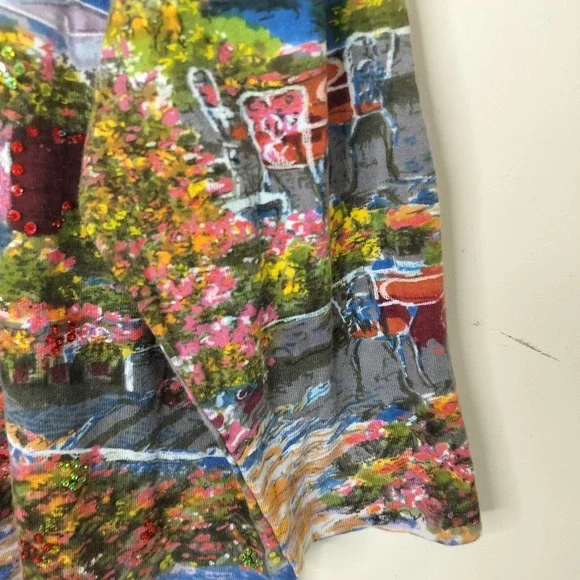 Take Two Scenic Floral Print Sequin Embellished Tee Art to Wear - Picture 5 of 11